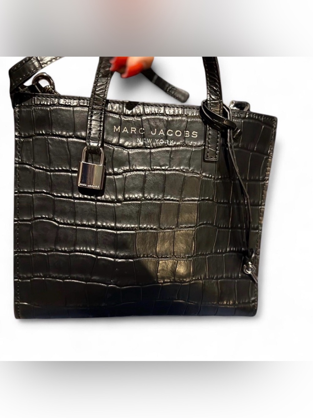 Marc Jacobs Black Croc-Embossed Structured Tote